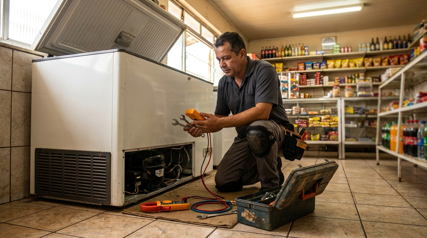 Técnico de conserto de freezer em residência em Aparecida de Goiânia‑GO